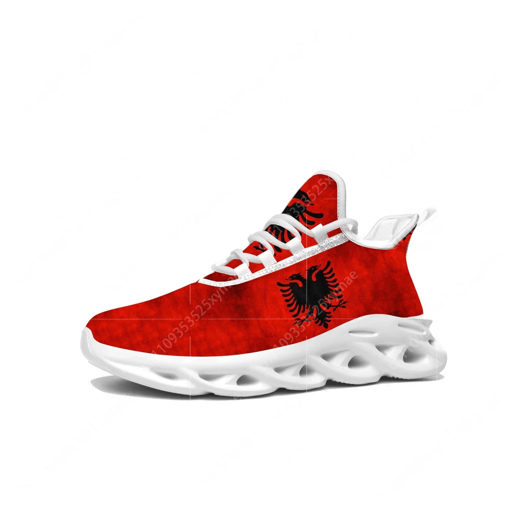 Men'S Fashion Running Shoes - รองเท้าผ้าใบลายธงชาติแอลเบเนีย สำหรับผู้ชายและผู้หญิง รองเท้ากีฬาคุณภาพสูง รองเท้าวิ่งแบบผูกเชือก ผลิตจากผ้าตาข่าย รองเท้าสั่งทำพิเศษ