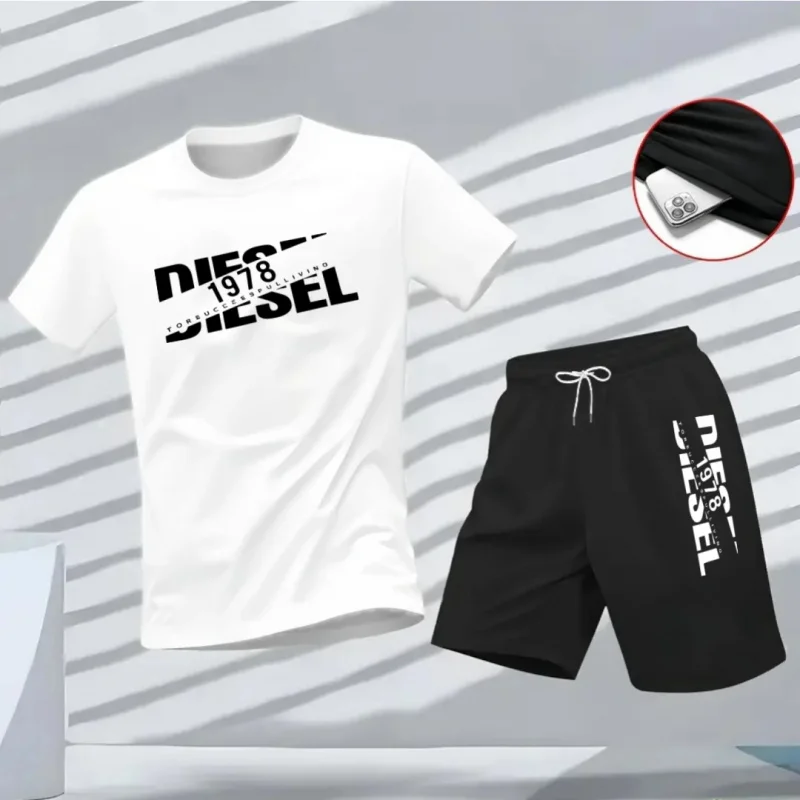 Men'S Fashion Rules - คอลเลคชั่นฤดูร้อนใหม่ 2026 เสื้อยืดลำลองแฟชั่นสปอร์ตสำหรับผู้ชาย ชุดเซ็ตพิมพ์ลายชายหาด แขนสั้น ชุดออกกำลังกายแฟชั่น