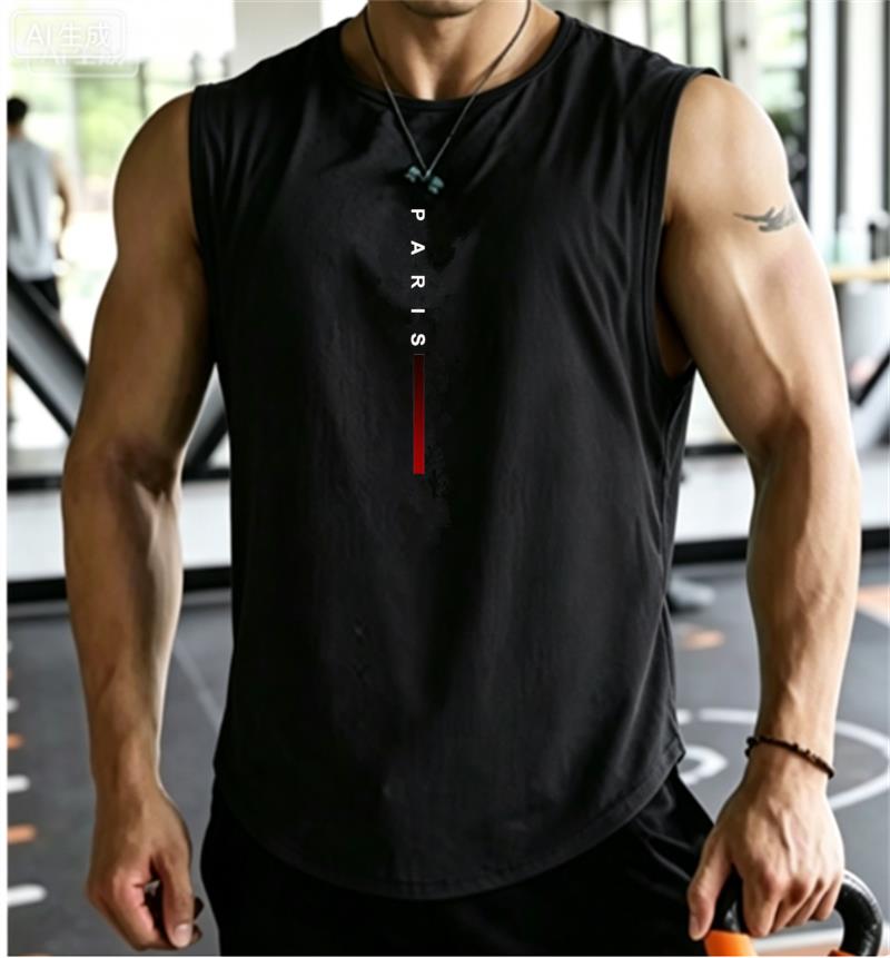 Paris Men'S Fashion - เสื้อกล้ามออกกำลังกาย PARIS สำหรับผู้ชาย เสื้อยืดออกกำลังกายฟิตเนส เสื้อแขนกุดผู้ชาย เสื้อกล้ามหลวมใส่สบายสำหรับฤดูร้อน