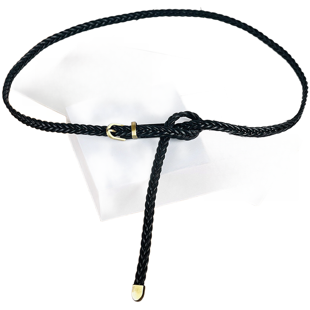 Leather Belt Braided - สำหรับการสวมใส่ในชีวิตประจำวันแบบสบายๆ เข็มขัดถักแบบไม่มีรูสำหรับผู้หญิง เหมาะสำหรับการทำงานในสำนักงาน วัสดุหนัง PU ทนทาน