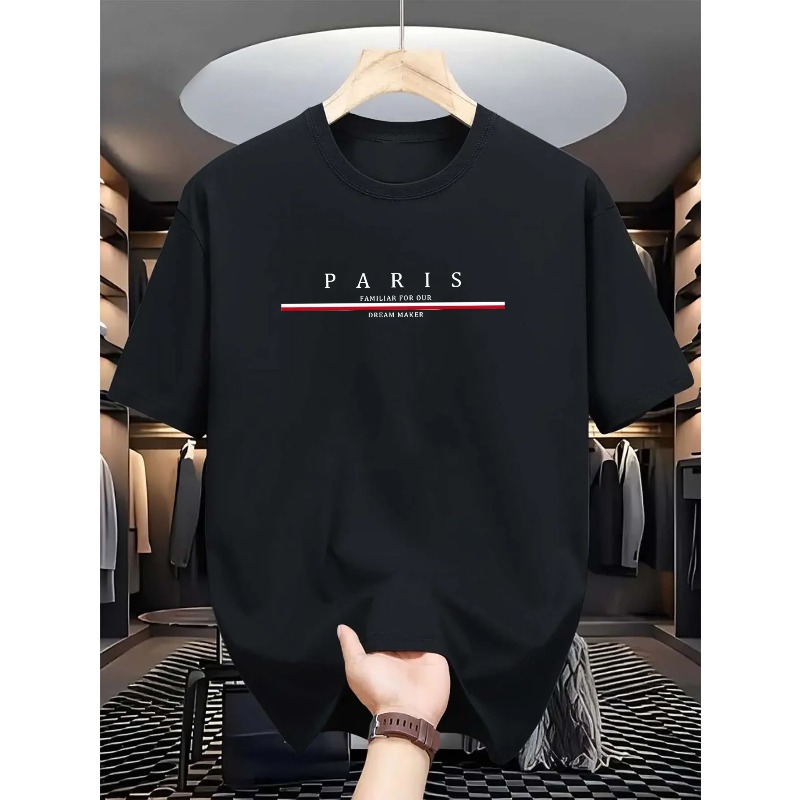 Paris Men'S Fashion - เสื้อยืดแขนสั้นคอกลมผ้าฝ้ายแท้ 100% สำหรับผู้ชาย แฟชั่นลำลองฤดูร้อน พิมพ์ลายตัวอักษรปารีส สวมใส่สบาย