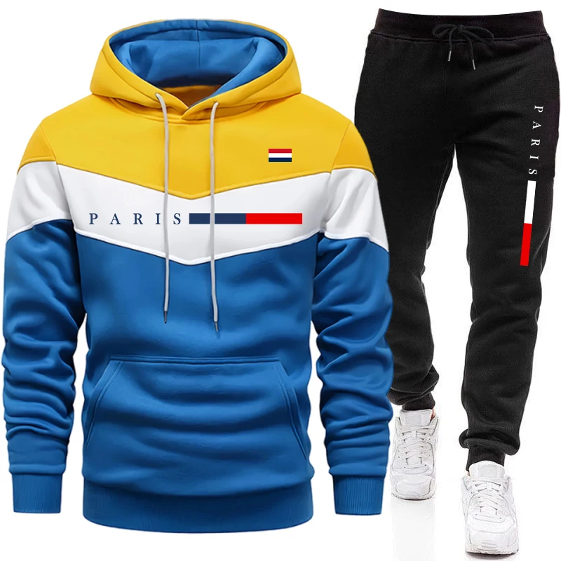 Paris Men'S Fashion - เสื้อฮู้ดแฟชั่นลำลองสไตล์คนเมือง ชุดกีฬา พิมพ์ลายปารีส เสื้อพูลโอเวอร์ ชุดเซ็ตขายดีปี 2026