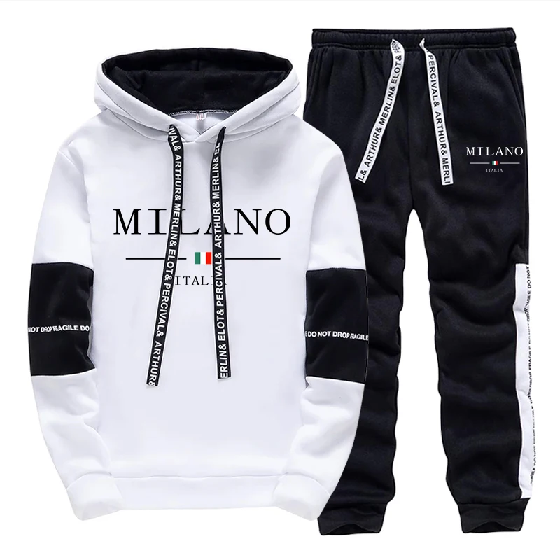 Mens Fashion Streetwear - ชุดเซ็ตผู้ชาย/เสื้อฮู้ด/กางเกงขายาว สไตล์อิตาลี เสื้อฮู้ดแฟชั่น ชุดกีฬา 2026 ฤดูใบไม้ร่วง