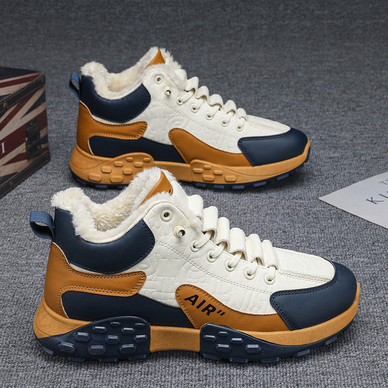 Men'S Fashion Running Shoes - รองเท้าผ้าฝ้ายบุขนหนานุ่มสำหรับผู้ชาย รองเท้าผ้าใบพื้นหนา รองเท้าฤดูหนาว รองเท้าวิ่งลำลองแฟชั่นสำหรับผู้ชาย รองเท้าบูทหุ้มข้อสูงสำหรับใส่ในหิมะ