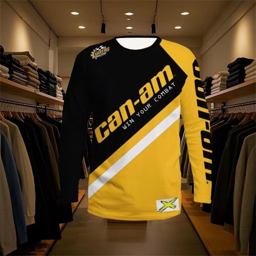 Men'S Fashion Designer - เสื้อยืดแขนยาวคอกลมสำหรับแข่งรถมอเตอร์ไซค์สำหรับผู้ชายและผู้หญิง แฟชั่นเสื้อยืดแขนยาวทีม Can Am เสื้อผ้ากีฬาสำหรับผู้ชาย
