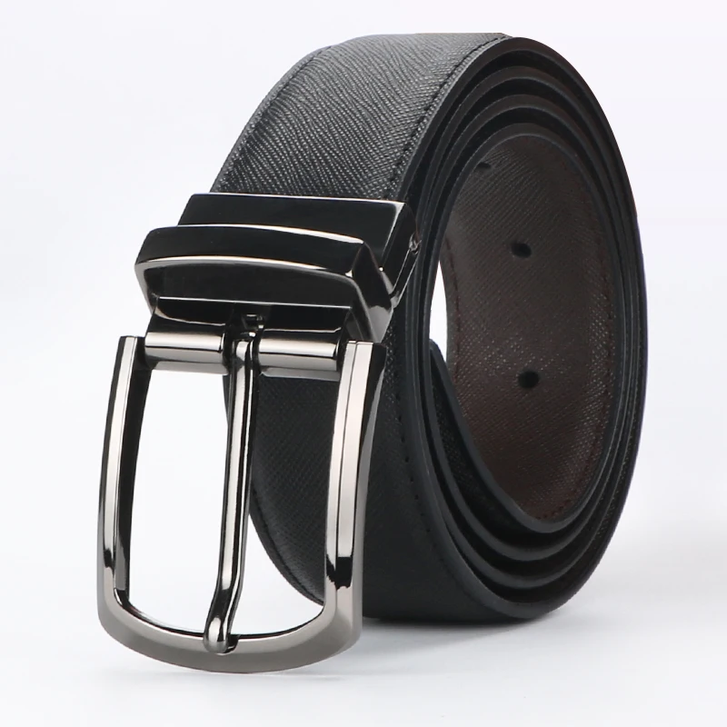 Leather Belt Braided - เข็มขัดหนังวัวแท้ธุรกิจสำหรับผู้ชาย1ชิ้นเข็มขัดแบบหัวเข็มขัดหมุนได้แบบลำลองสำหรับผู้ชายเข็มขัดสวมใส่ได้สองด้าน