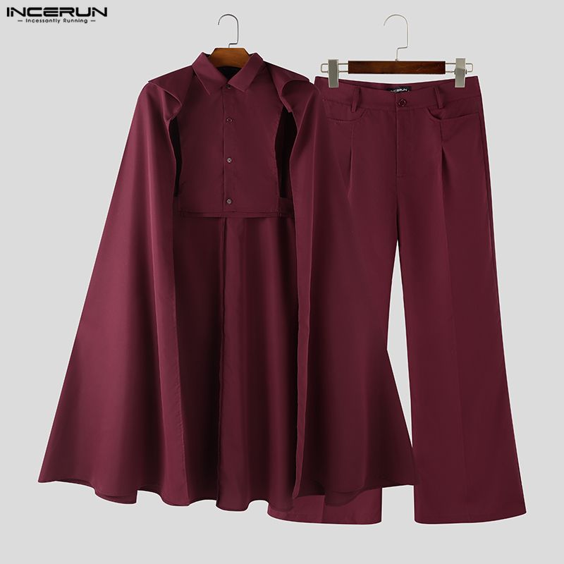 INCERUN ชุดเซ็ตผู้ชาย สีพื้น ป - Mens Fashion Streetwear บทวิจารณ์และราคา