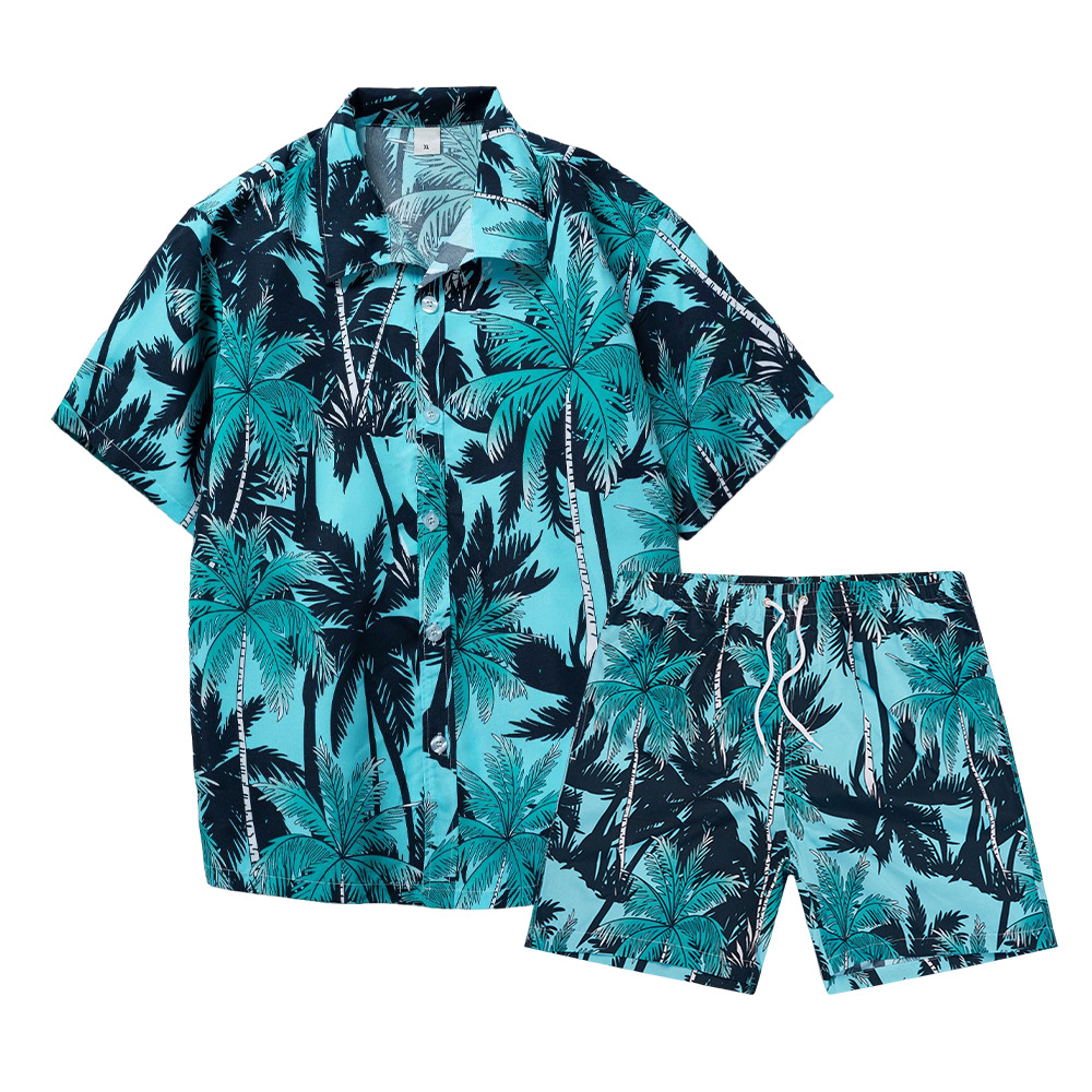 เสื้อเชิ้ตลายต้นมะพร้าวฮาวายแบ - Mens Fashion Streetwear บทวิจารณ์และราคา
