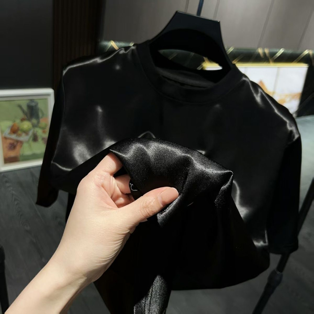 ชุดเซ็ตเสื้อยืดและกางเกงผ้าซาต - Mens Fashion Streetwear บทวิจารณ์และราคา