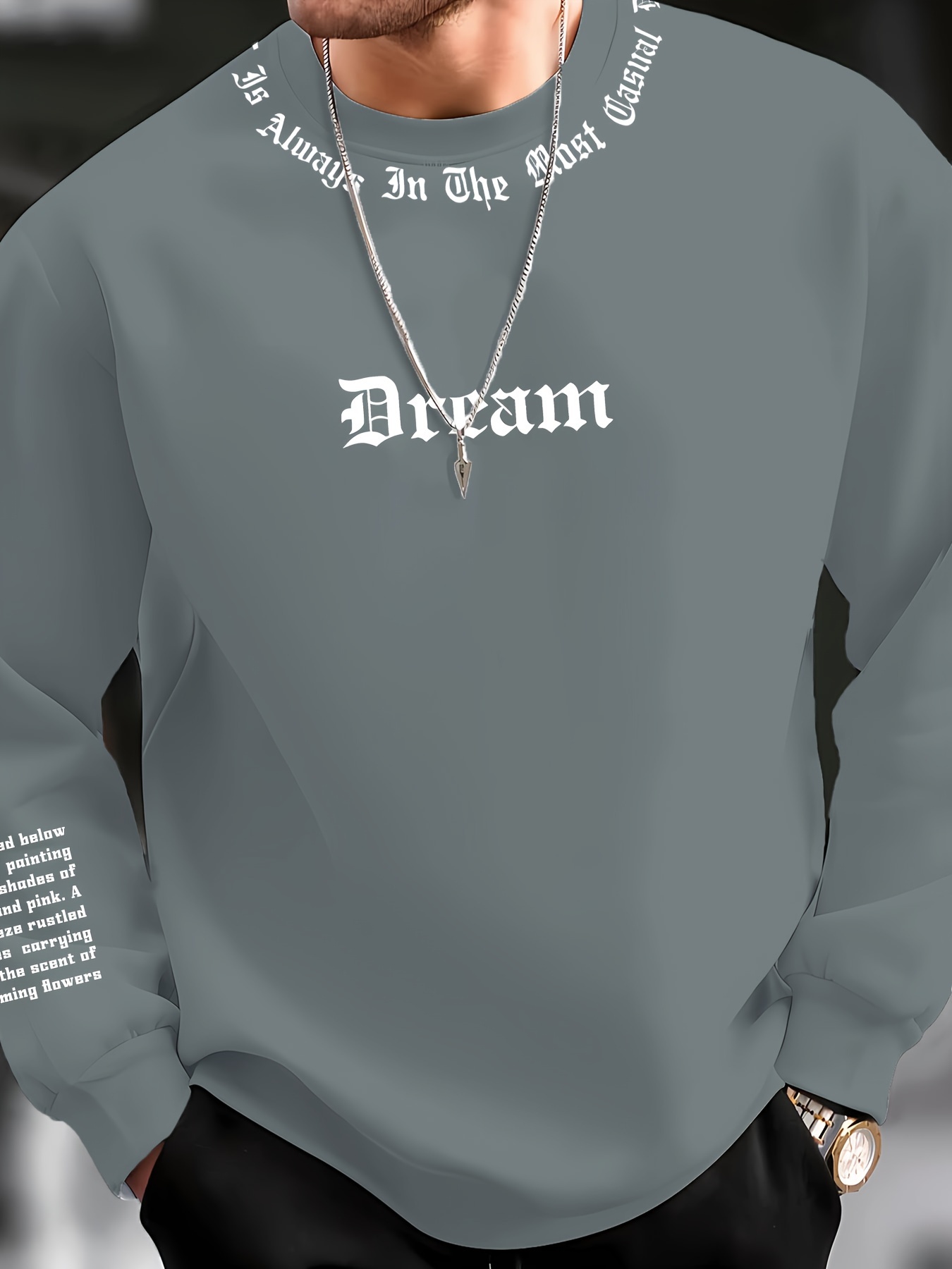 เสื้อสเวตเตอร์คอกลมพิมพ์ลายตัว - Mens Fashion Streetwear บทวิจารณ์และราคา