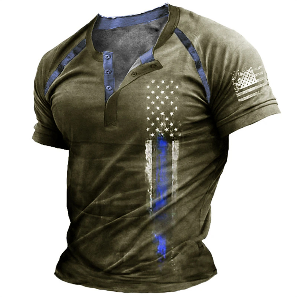 เสื้อเชิ้ตเฮนรี่พิมพ์ลายธงชาติ - Men'S Fashion Rules บทวิจารณ์และราคา