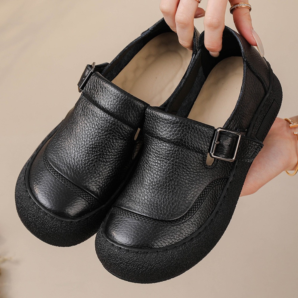 รองเท้าลำลองผู้หญิง สไตล์เรโทร - Leather Belt Braided บทวิจารณ์และราคา