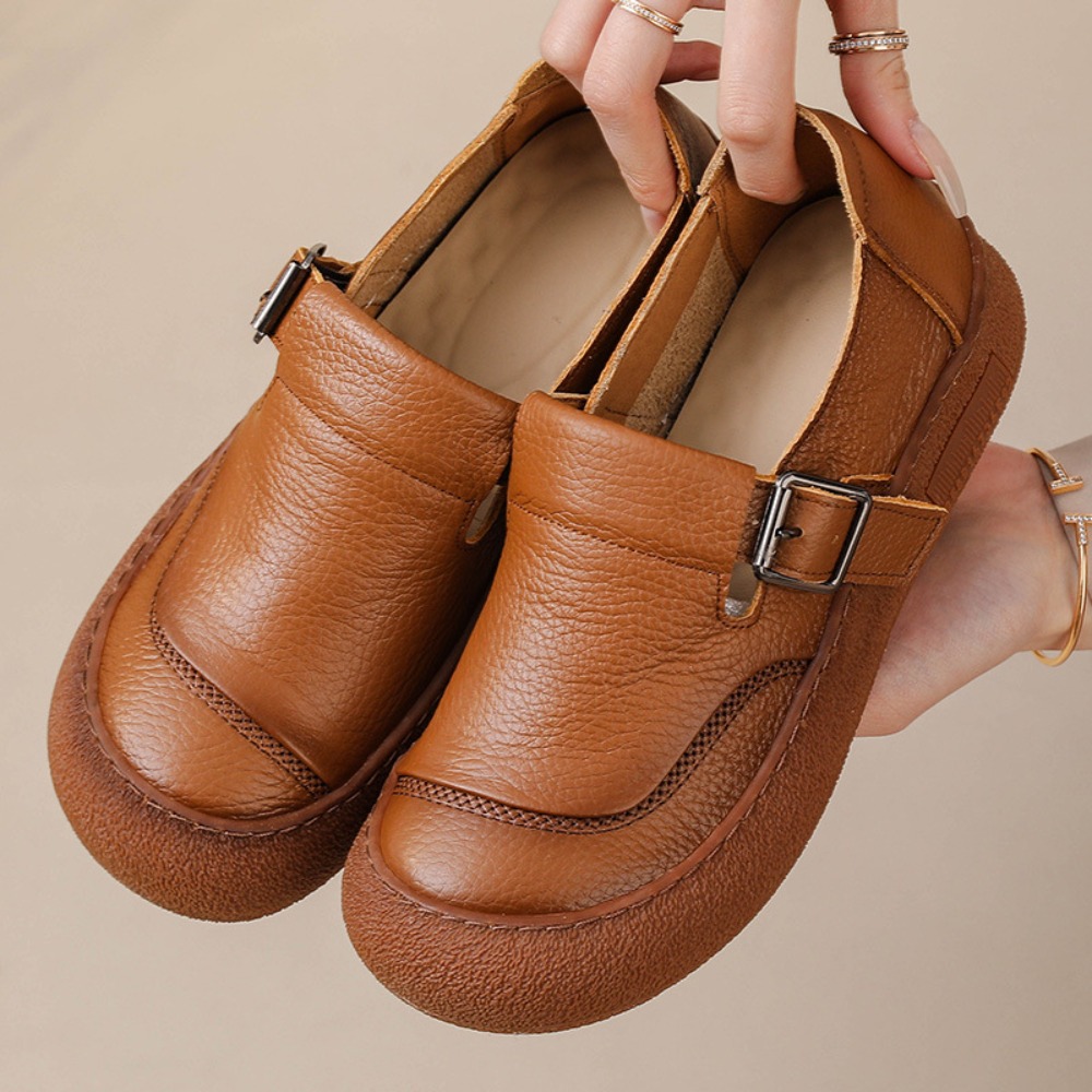 รองเท้าลำลองผู้หญิง สไตล์เรโทร - Leather Belt Braided บทวิจารณ์และราคา