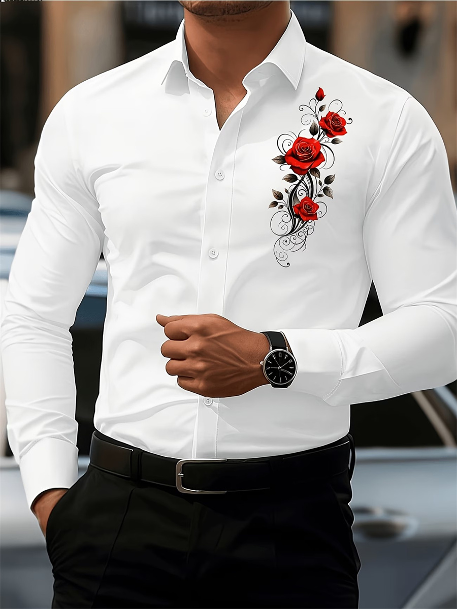 เสื้อเชิ้ตแขนยาวพิมพ์ลายดอกกุห - Men'S Fashion Designer บทวิจารณ์และราคา